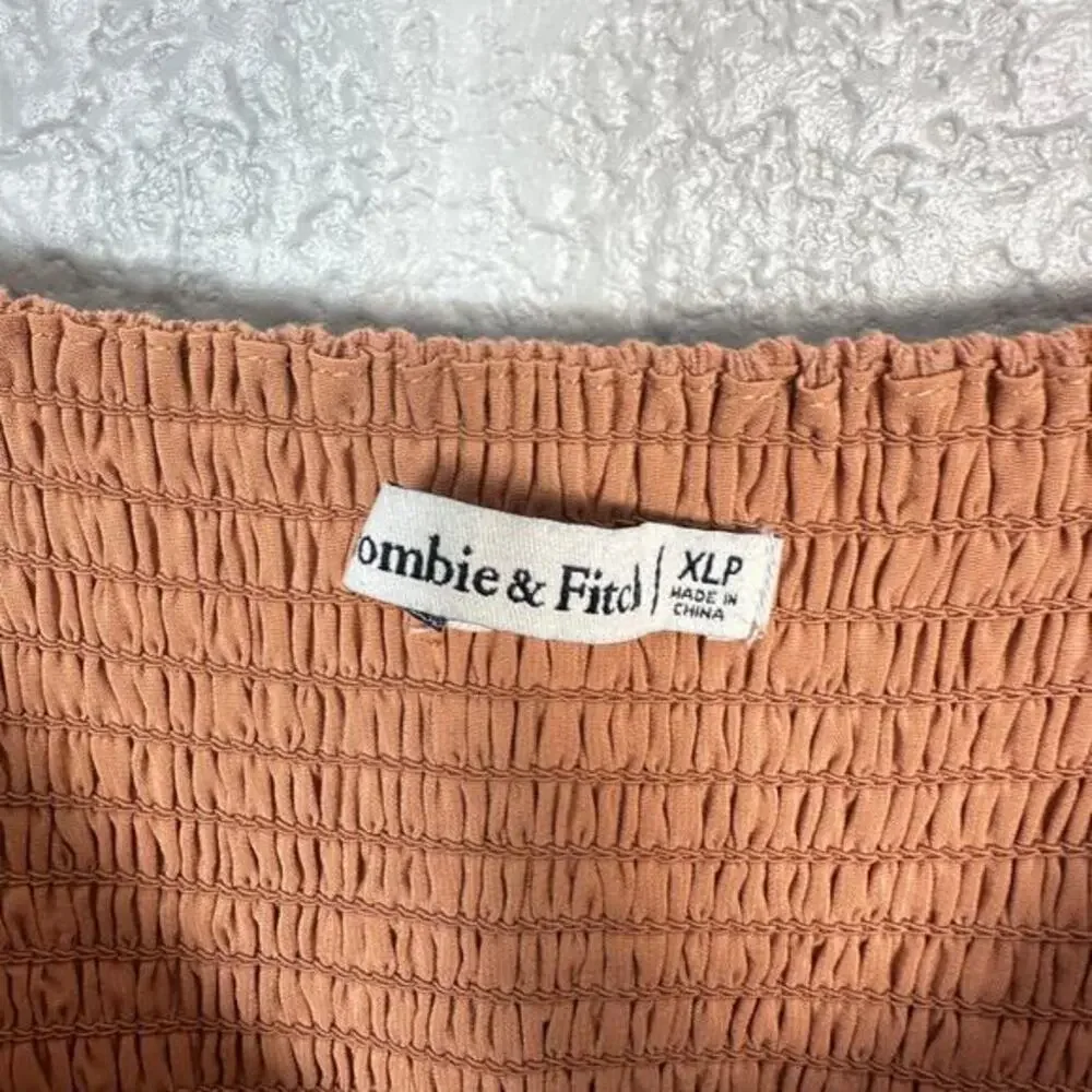 Abercrombie &‎ Fitch Womens Size XLP Ruched Crinkle Babydoll Maxi Dress Salmon